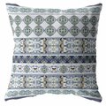 Homeroots 20 in. Strips Indoor & Outdoor Zippered Throw Pillow Navy Teal & White 413047